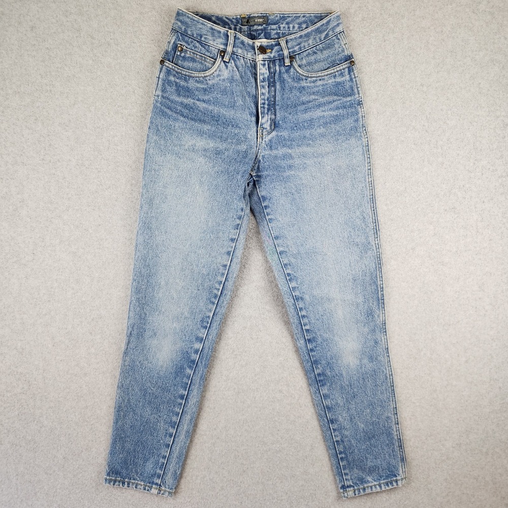 Vintage Lizwear Jeans Women's Sz Petite 6 Blue High Rise Tapered Denim Pants 90s
